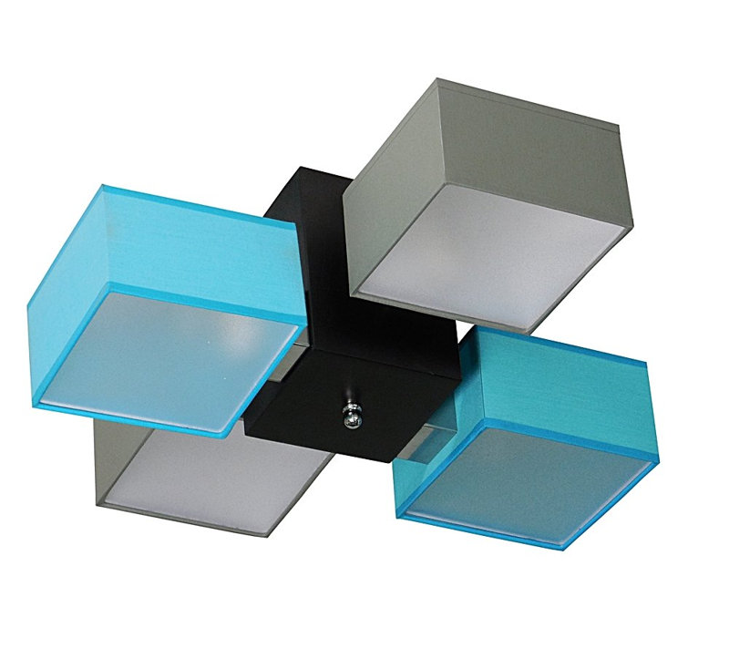 Miranda Semi Flush Mount, Wenge, Dark grey and blue