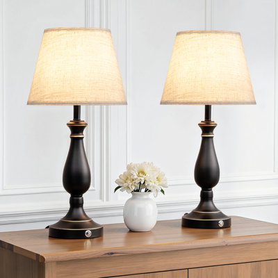 23.4" Classic Black Metal Table Lamp - 3-Way Dimmable Touch Control, For Bedroom & Living Room
