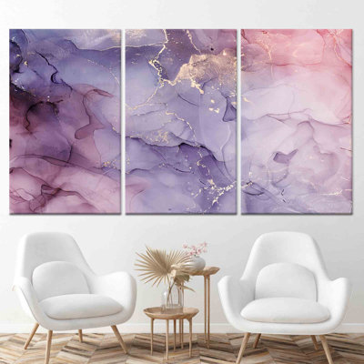 Élégante œuvre d'art sur toile imprimée: décor de luxe abstrait moderne, toile tendue 3P