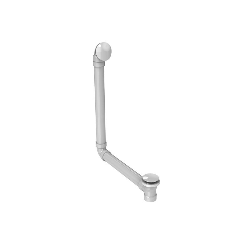 Leg Tub Drain 26" H with Overflow, White