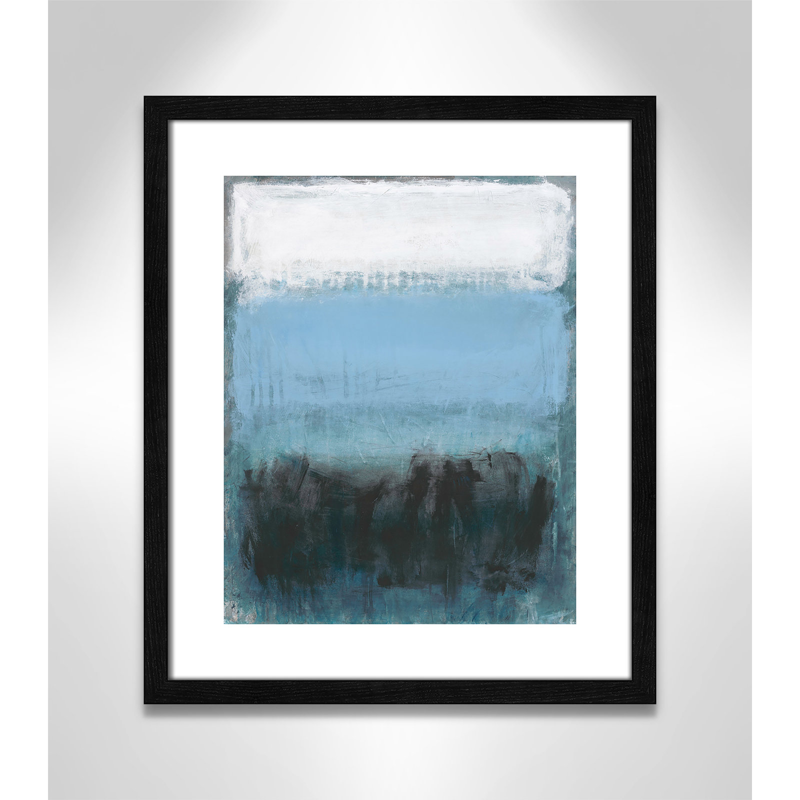 Arboles "Coastal Nightfall" Painting by Filippo Ioco, 19" H x 16" W x 0.75" D, Black Wood Grain Framed Paper, White