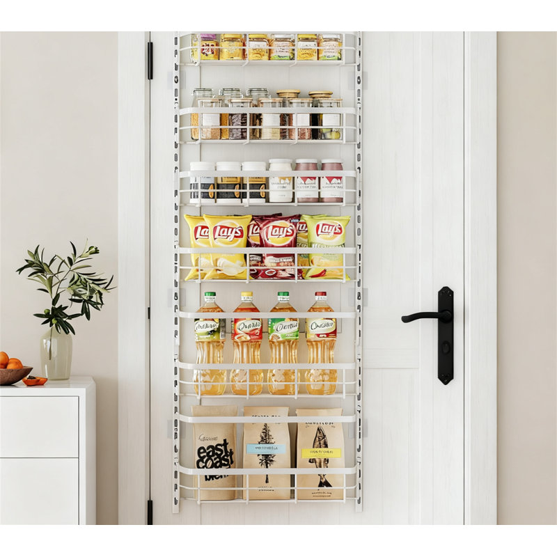 Rangement pour garde-manger à 6 niveaux avec paniers réglables et 2 ensembles de crochets pour le rangement dans la cuisine, le garde-manger ou la salle de lavage