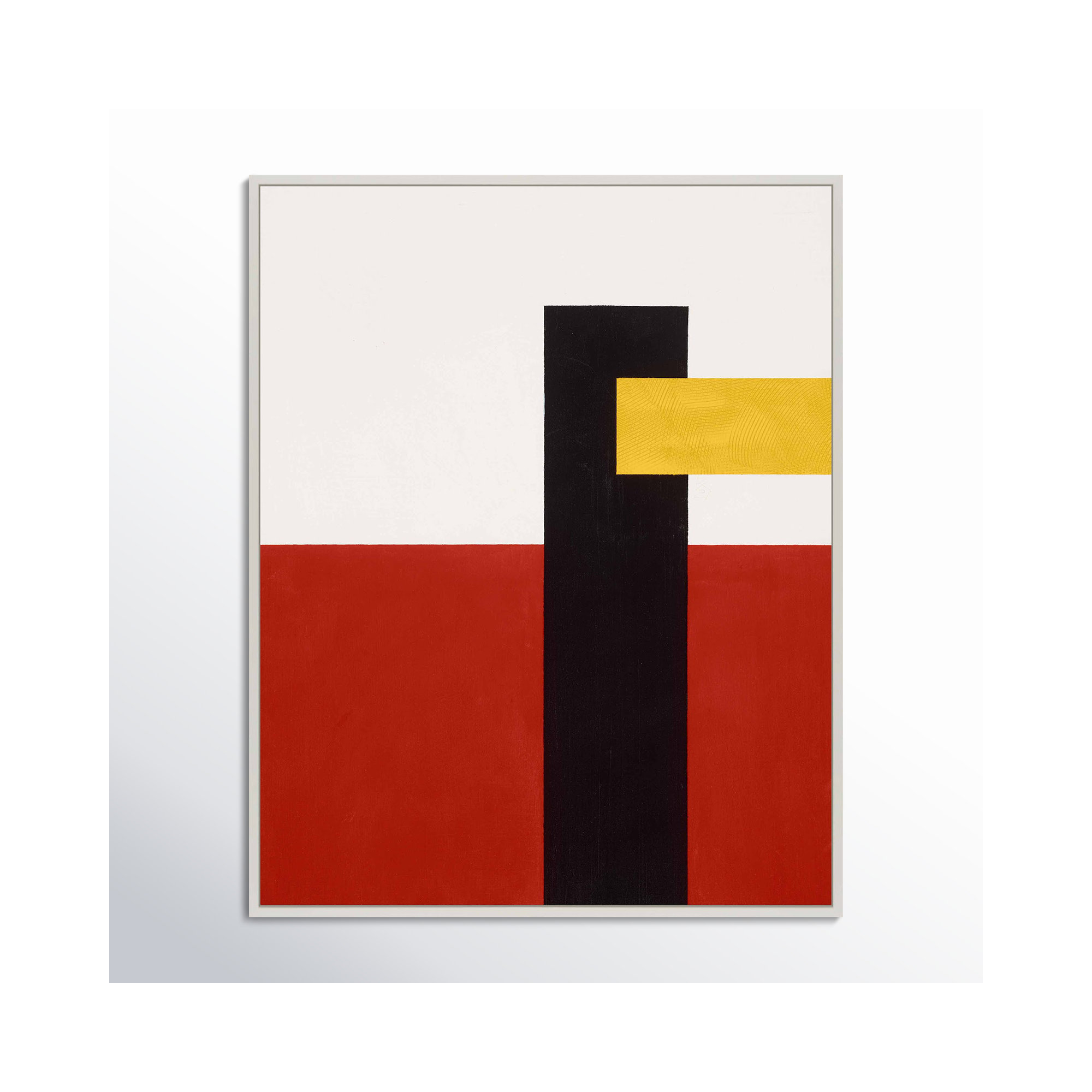 Composition With Yellow 4 by Robert Kamnatnik, White Framed Paper, 20" H x 16" W x 1.25" D
