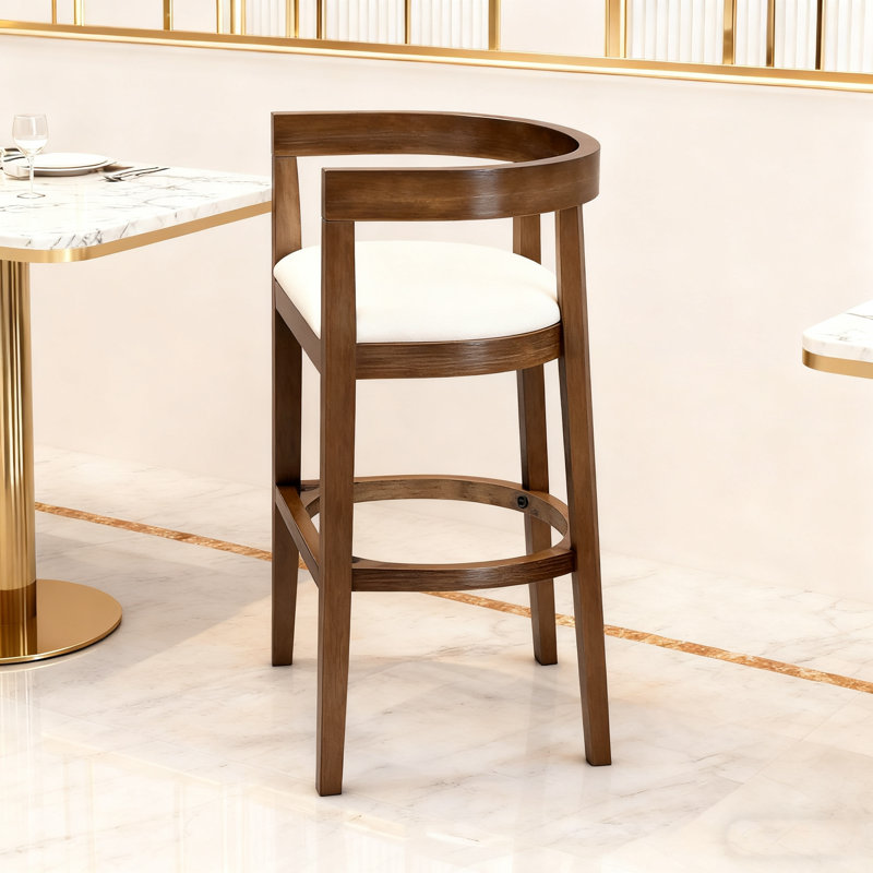 Tabouret de comptoir en bois d'hévéa, Noyer