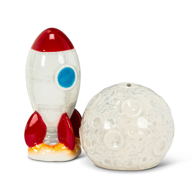 Mr. MJs Rocketship and Moon Salt and Pepper Shaker Set