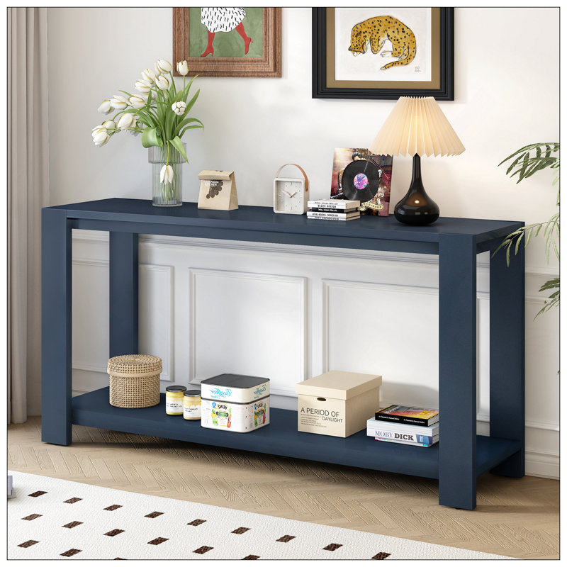 Distinctive Features Of A Minimalist Console Table With Bottom Shelf And Four Legs, Suitable For Entryway, Hallway, Living Room, Foyer, Corridor