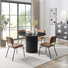 Penny Pillar Round Dining Table Set With 4 Luxury Faux Leather Dining Chairs - Scratch Resistant Top