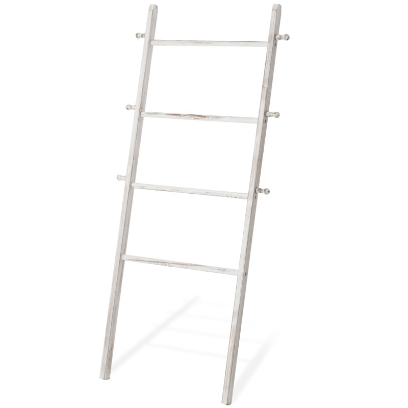 Wood 4 Freestanding Towel Rack, White