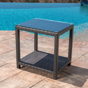 Aeronwy Square Glass Outdoor Side Table