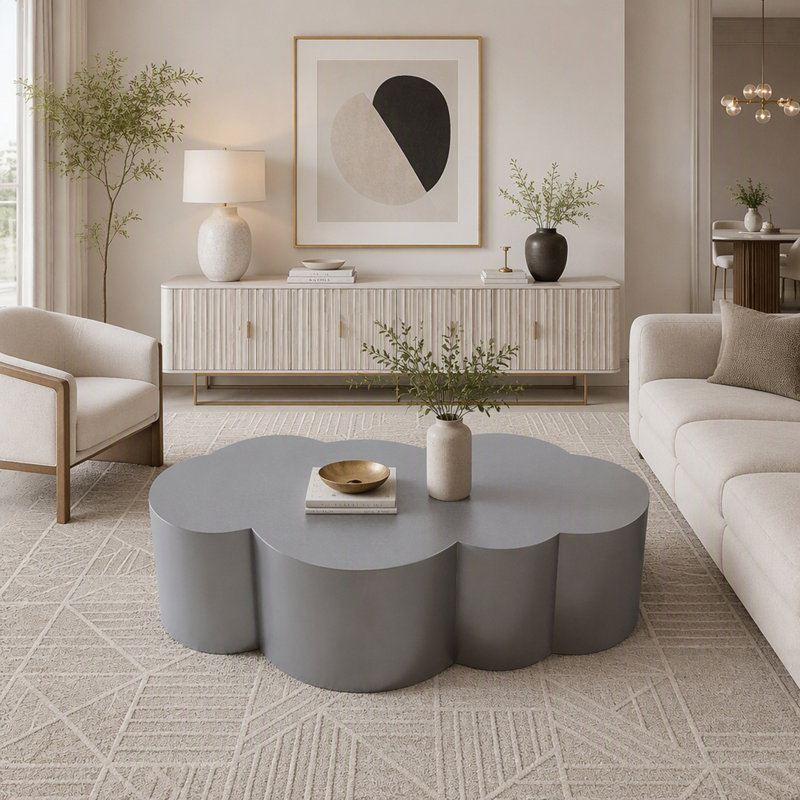 Table basse luxueuse en forme de nuage en acier inoxydable, parfaite pour un décor de salon moderne et glamour