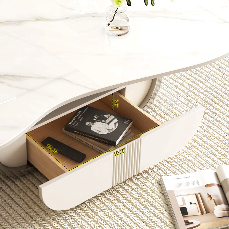 Table basse moderne avec plateau en pierre frittée Modern Butterfly, Gris