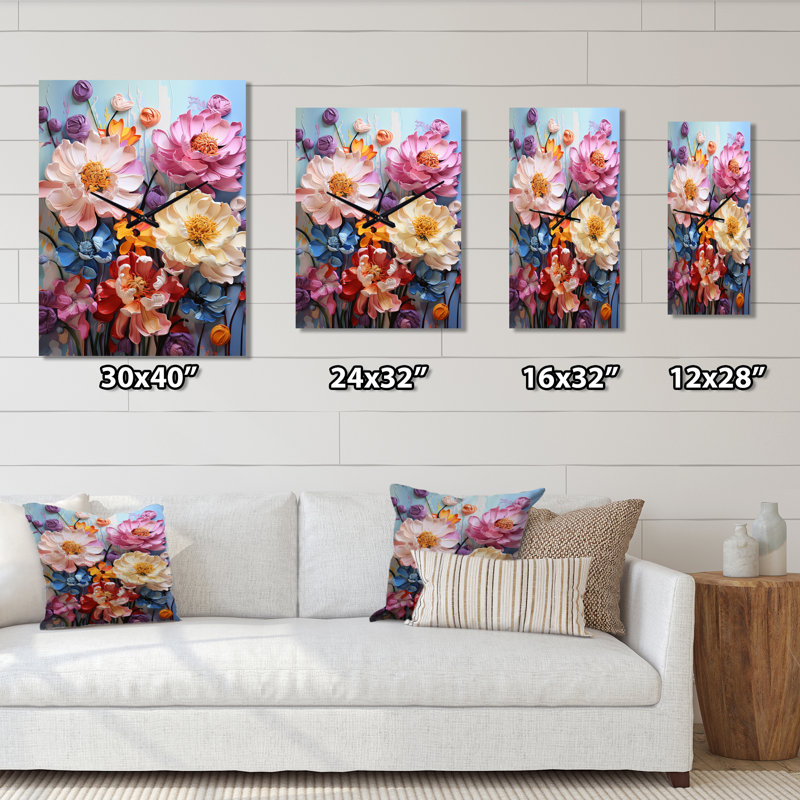 Horloge murale Annada - pivoines surdimensionnée, Moyen