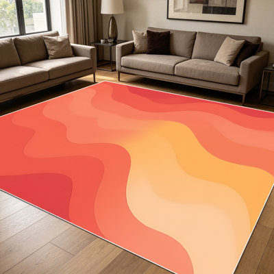 1PC Warm Tone Wavy Gradient Abstract area rugs for Living Room, Soft and Comfortable, Suitable for all seasons, easy-to-maintain, machine washable Indoor floor mat, suitable for dining table, entryway, bedroom, kitchen, Home Decor, Outdoor Decor.
