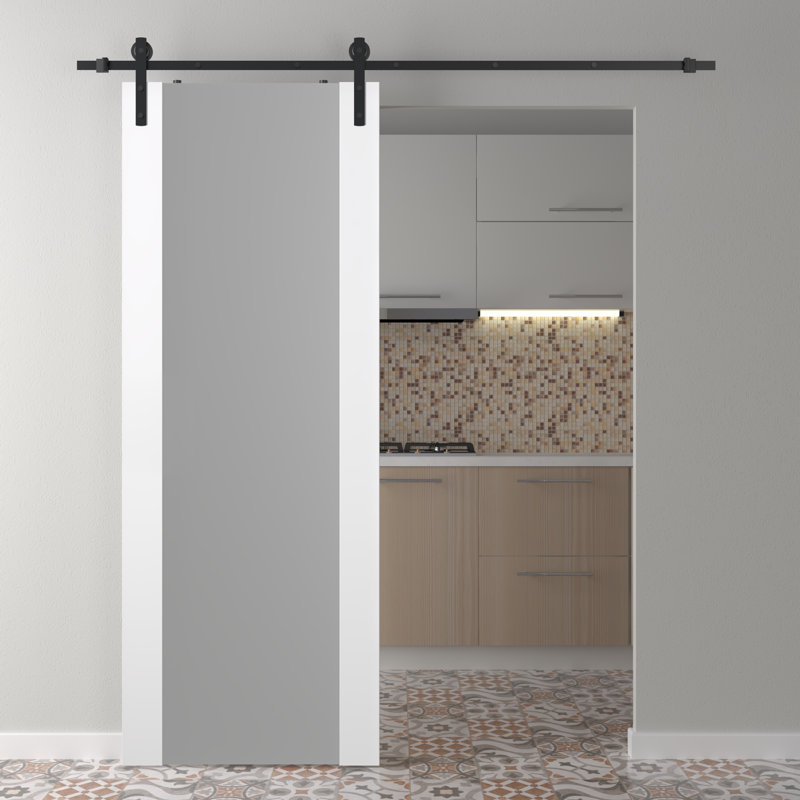 Porte de grange préfabriquée en bois massif manufacturé Smart Pro H3G avec trousse de quincaillerie d'installation