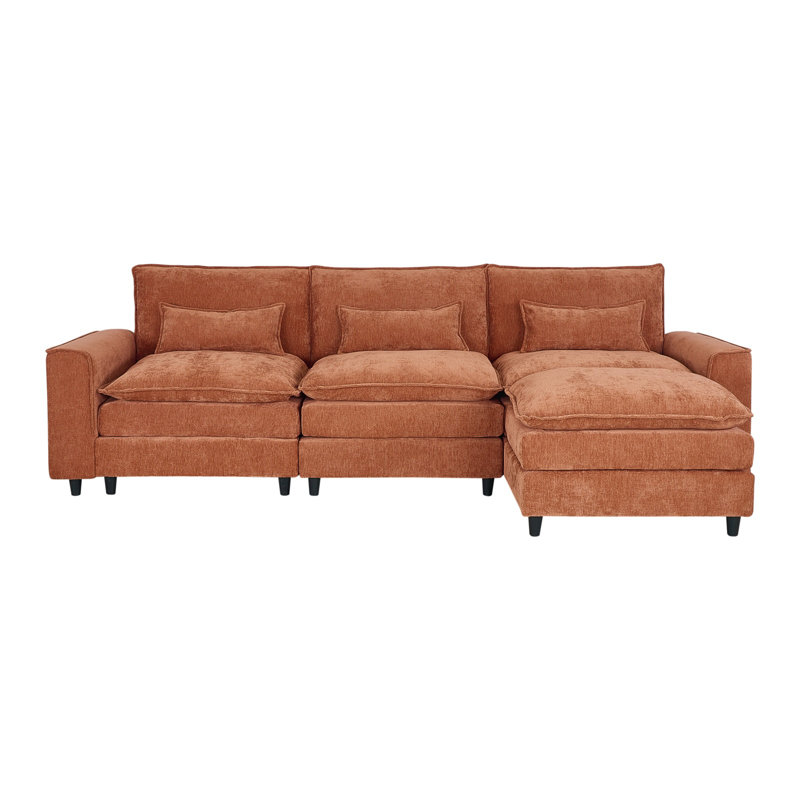 Canapé modulaire de 121 po avec canapé-lit modulaire en chenille avec repose-pieds et coussins pour salon, chambre à coucher et appartement