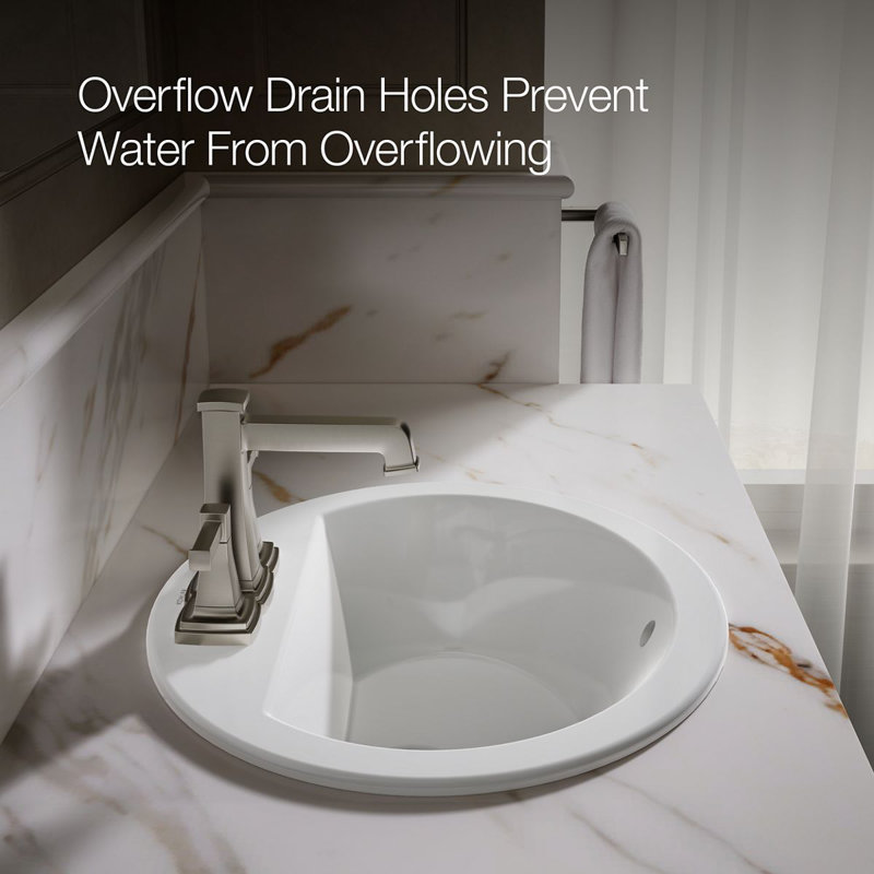 Bryant Ceramic Oval Drop-In Bathroom Sink with Overflow, White, 4'' Centers