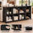 63" W Horizontal Organizer Bookshelf Standard Bookcase Industrial Long Wood Metal Book Shelf for Living Room and Home Office-1744724764