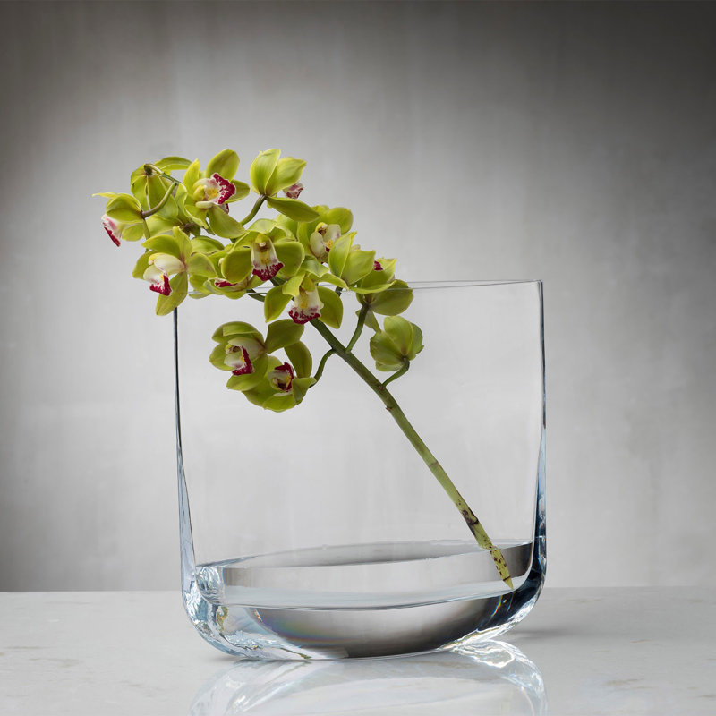 Blade Handmade Lead Free Crystal Table Vase, Clear, 11.81" H x 12.4" W x 12.4" D