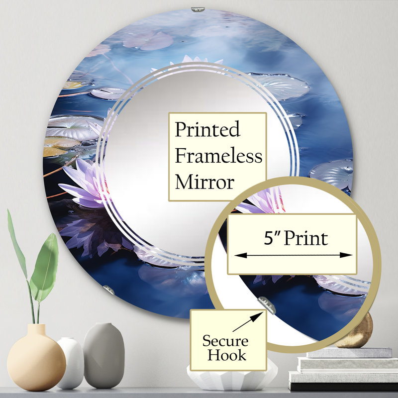 Rhenfield - Miroir mural floral rond, 24 po x 24 po