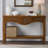 52" Retro Fluted Console Table with 3 Drawers and Scalloped Edge, Sofa Table with Solid Wood Legs for Entryway or Living Room  ,Brown-291704583