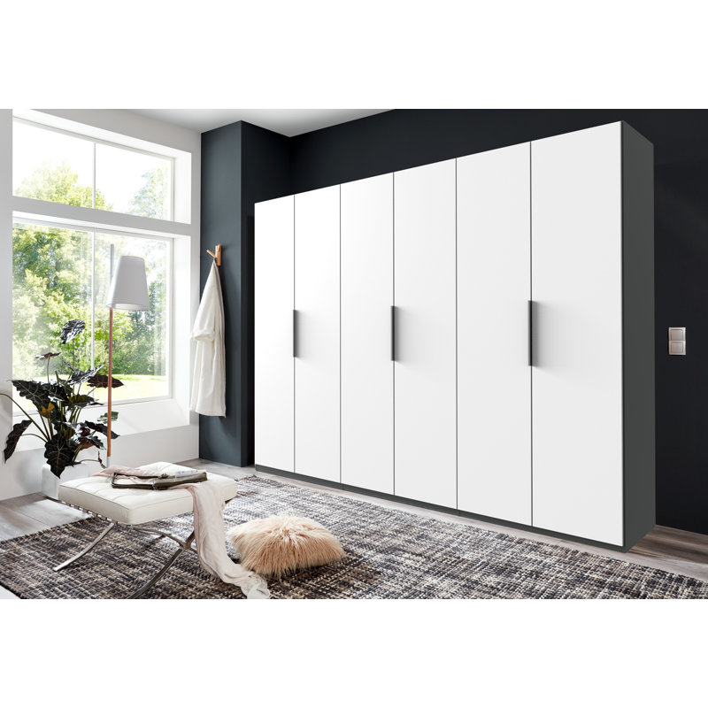 Guardino 6 Door Wardrobe, 216cm H x 300cm W x 58cm D, White/Graphite
