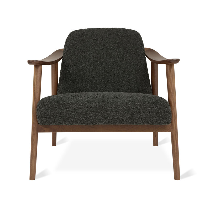 Baltic 76.2Cm Top Grain Leather Wide Armchair, Black, Brown Wood