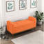 Banc de rangement à plateau relevable pour chambre à coucher de style Mid-Century moderne, tissu texturé orange, bois massif noyer moderne avec revêtement, structure
