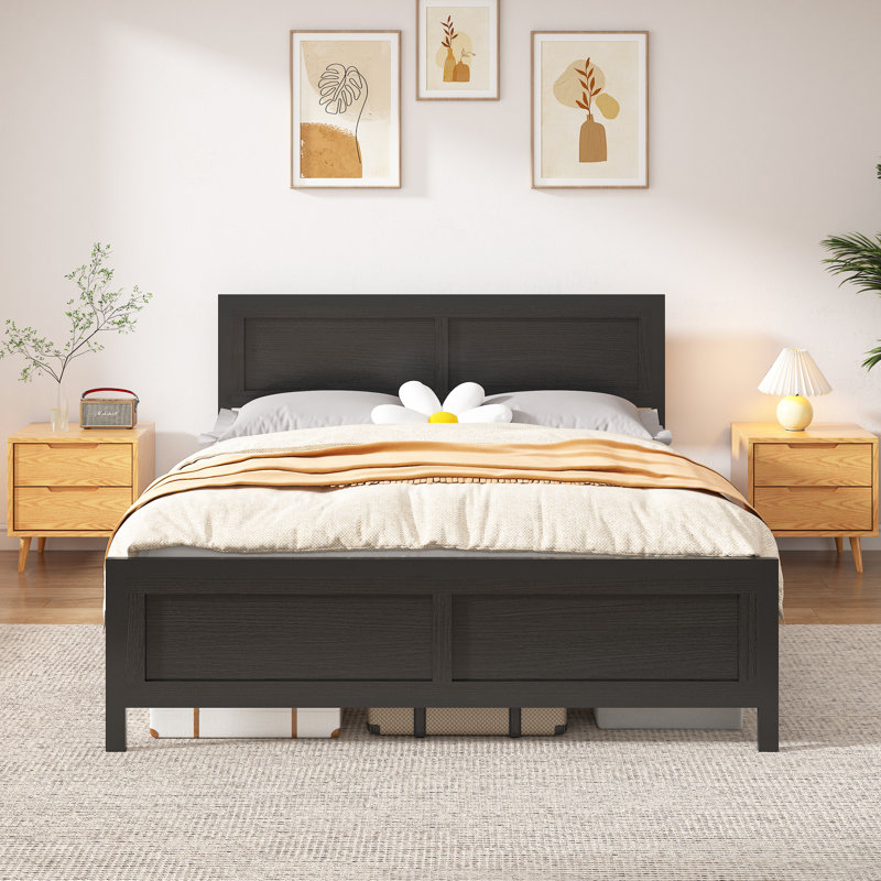 Structure de lit avec tête et pied de lit, structure de lit en métal avec rangement sous le lit, système de support entièrement en métal, aucun sommier requis, assemblage facile