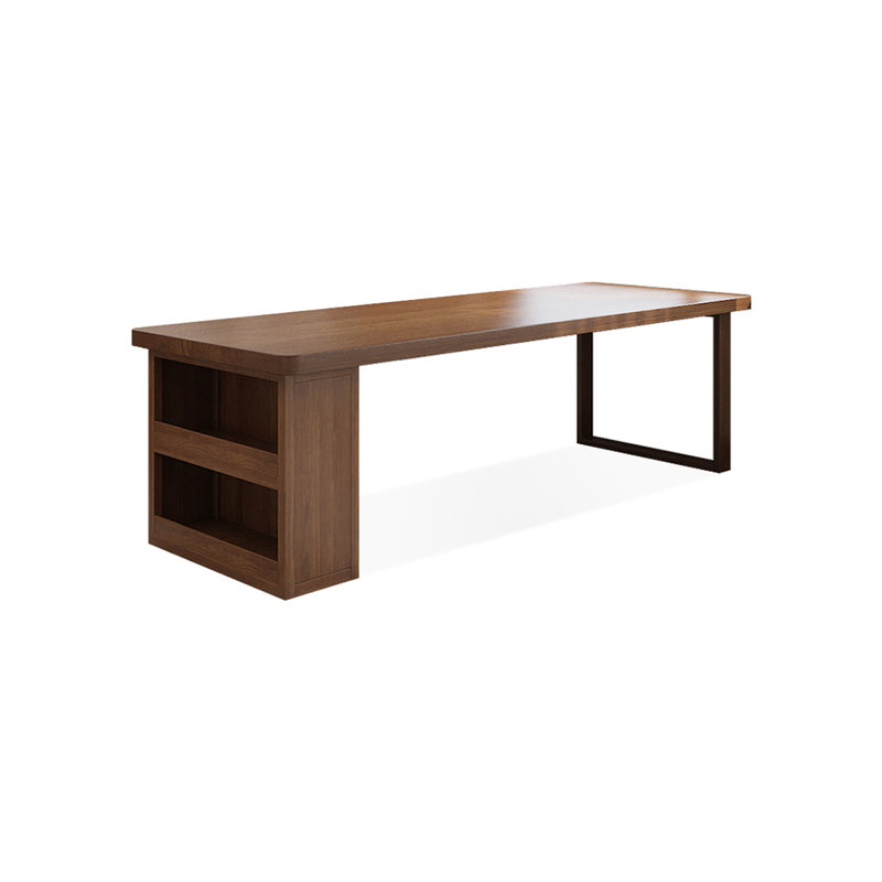 Bureau d'écriture rectangulaire en bois massif noyer, H 29,53 po x l 78,74 po x P 31,5 po
