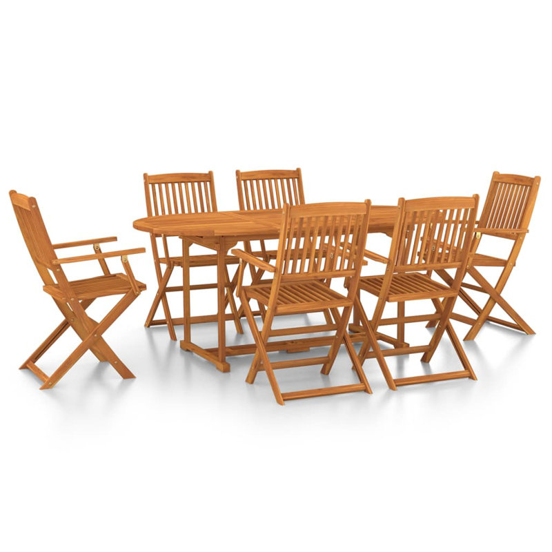 Steeves 7 Piece Garden Dining Set Solid Wood Acacia, 7 - Pieces, 75cm H x 90cm D x 180cm D