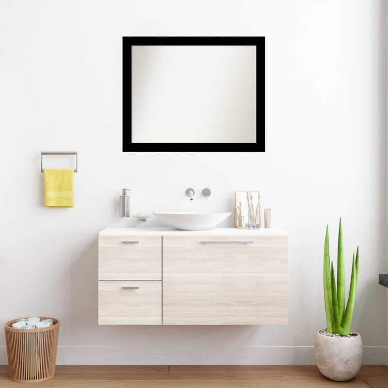 Miroir mural Jini, 25,25 po x 31,25 po, Noir, Rectangle