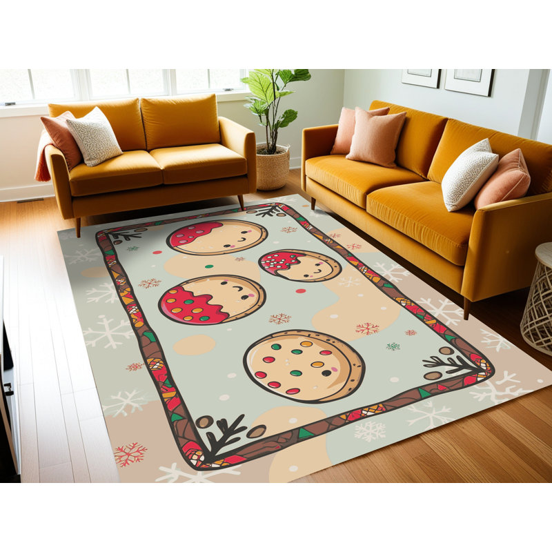 Tapis de fête des six biscuits lavables Ginza, Rectangulaire 2 pi x 3 pi
