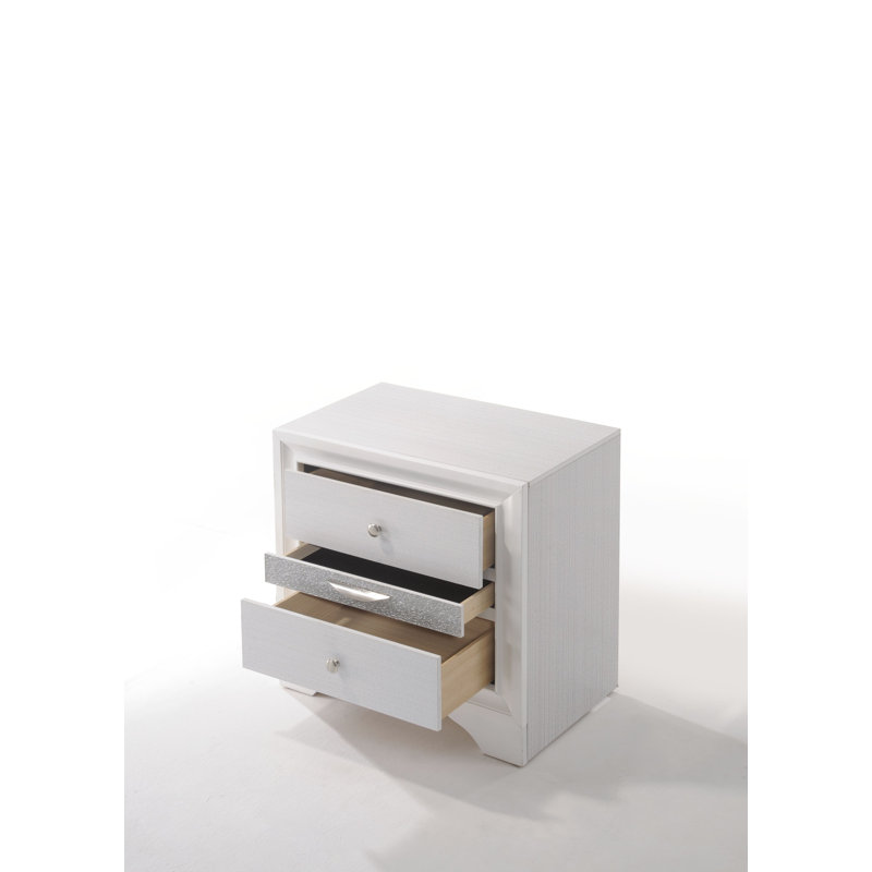 Naima White Finish Nightstand, White