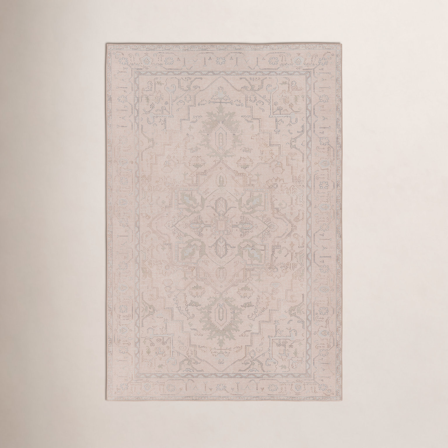 Fanelli Beige Light Blue Washable Oriental Rug, Runner 2'6'' x 10'