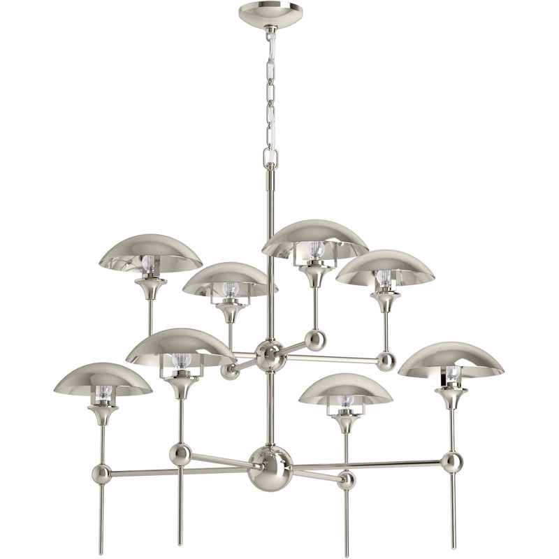 Vorleigh 8 - Light Sputnik Modern Linear Chandelier, Polished Nickel