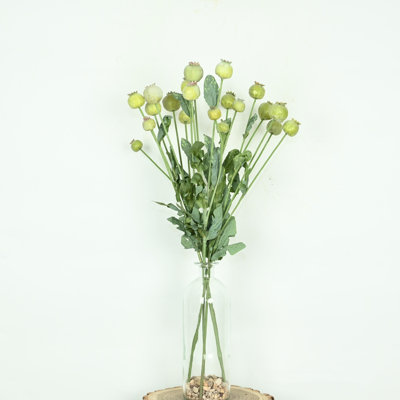 Branche de coquelicot artificielle 24 po dans un vase avec de l'eau artificielle et de la pierre, bouquet floral de longue tige de ferme pour les décorations de table de centre de table de bureau à domicile