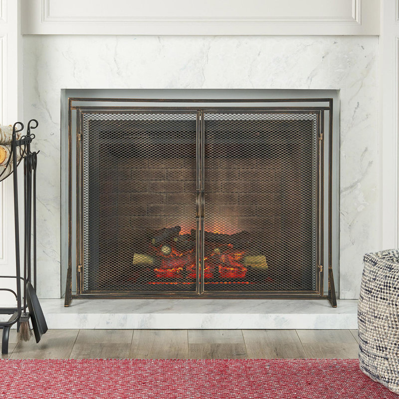 FIREPLACE SCREEN, Black/Gold