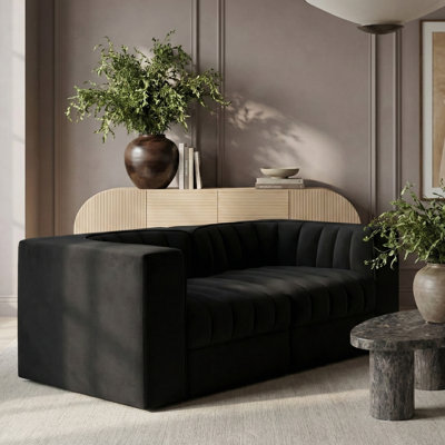 Paynton Velvet Performance Fabric Upholstered 2Pc. Modular Sofa