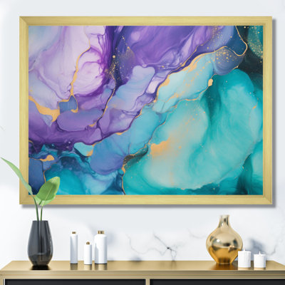 Art mural sur toile turquoise et mauve liquide III - Fractals