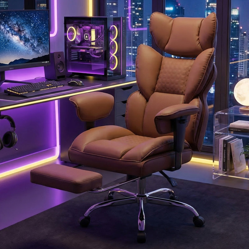 Fauteuil de bureau ergonomique Arless pour cadres de grande taille avec accoudoirs, appui-tête et repose-pieds rembourrés et réglables