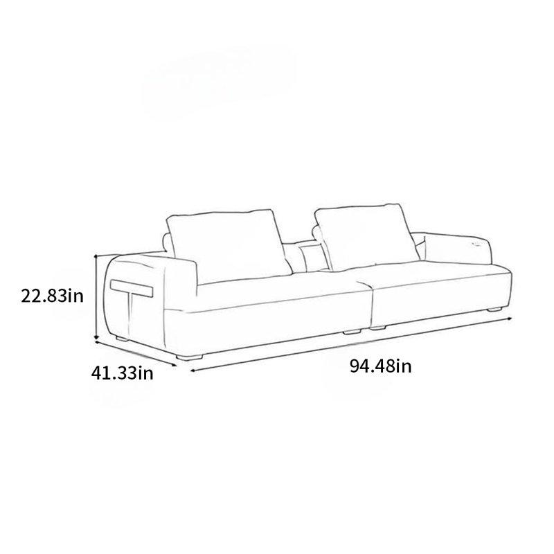 Italian style simple sofa leather matching, 3, 22.83" H x 94.48" W x 41.33" D