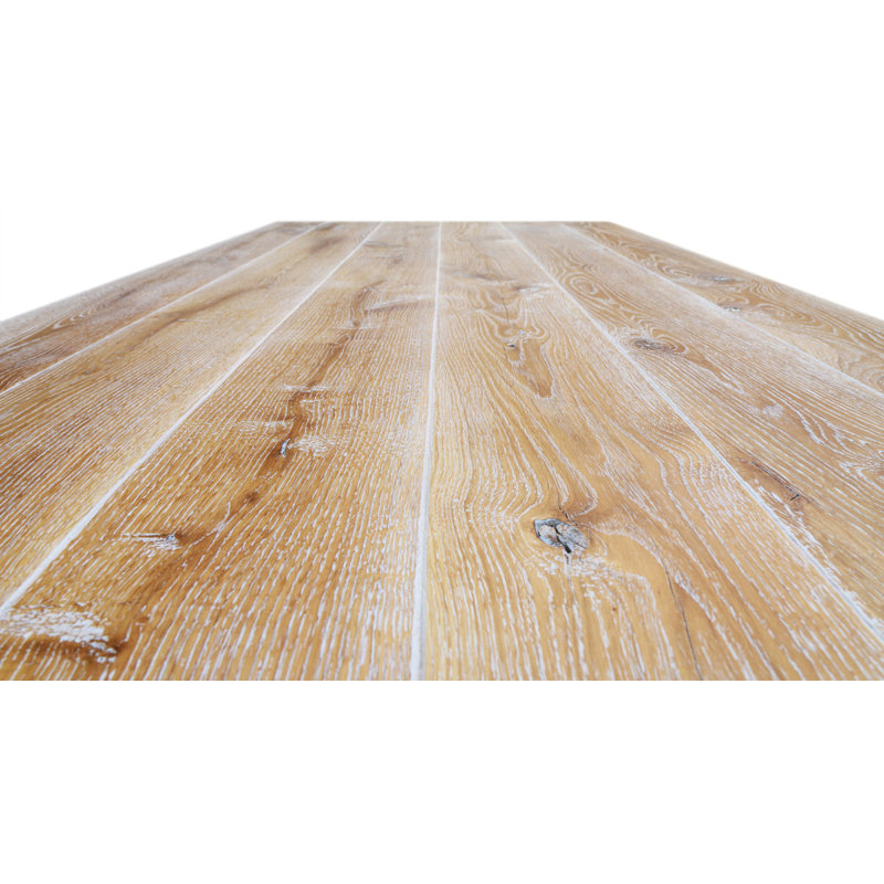 Medaryville Oak Solid Wood Top Metal Base Dining Table