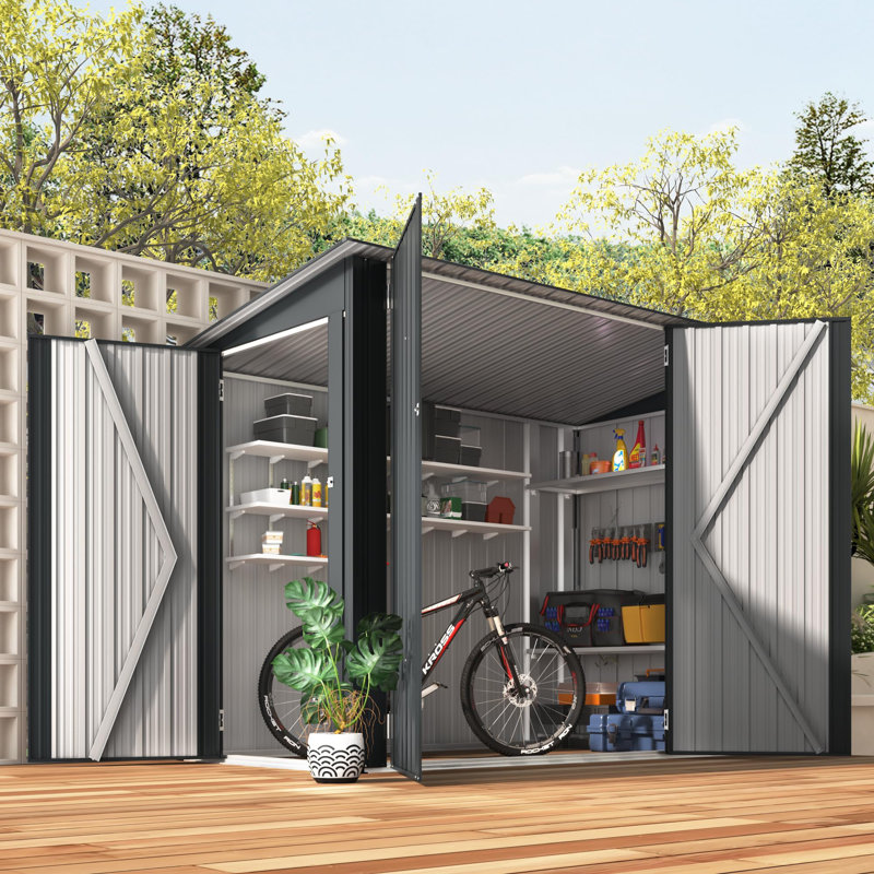 7 ft. W x 4 ft. D Metal Pent Storage Shed