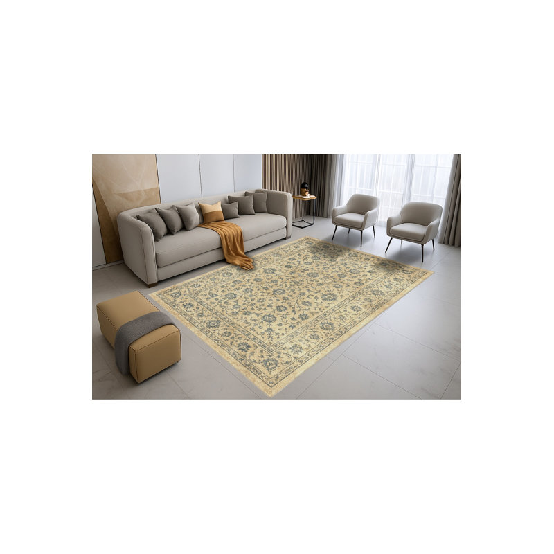 Tapis vert tissé à motif lavable Mosso, 2'6" x 4'11"