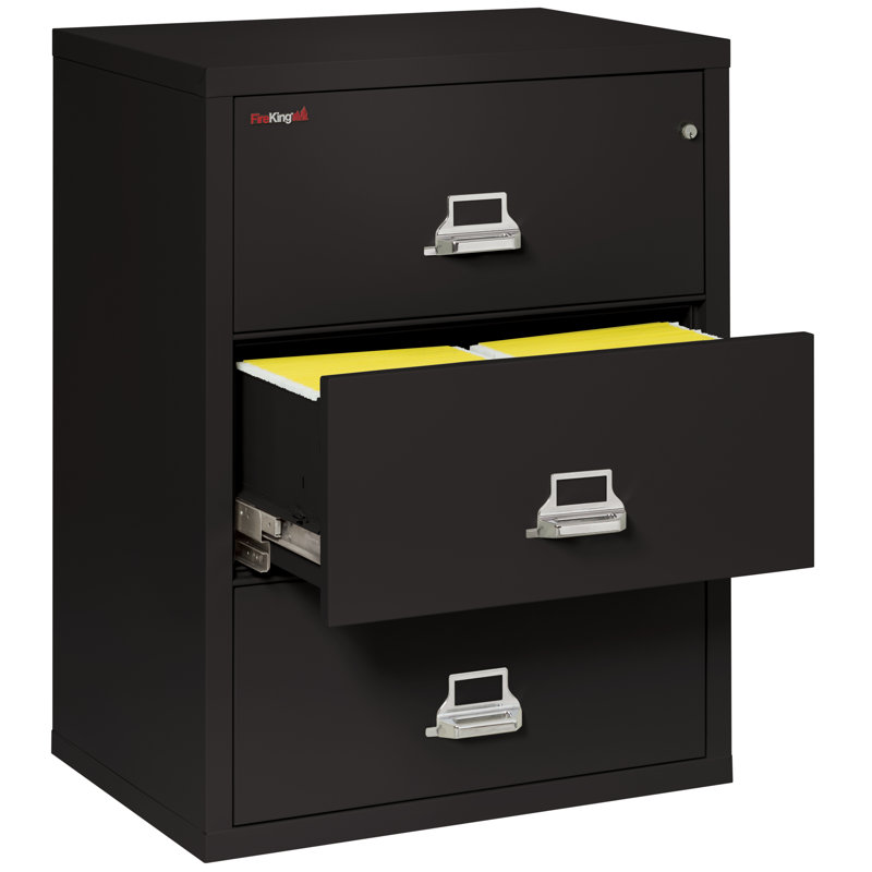 Fireproof 3 - Drawer File Cabinet, Black, Key Lock
