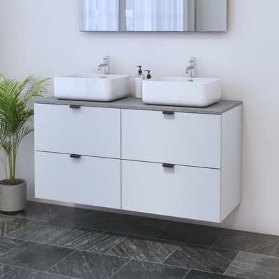 Meuble-lavabo double 47,2 po avec comptoir Kareema