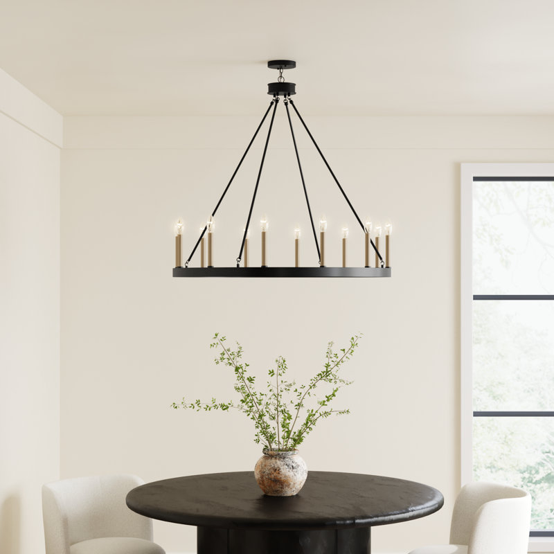 Madalyn 12-Light Chandelier, Noir classique / poussière de laiton contemporain