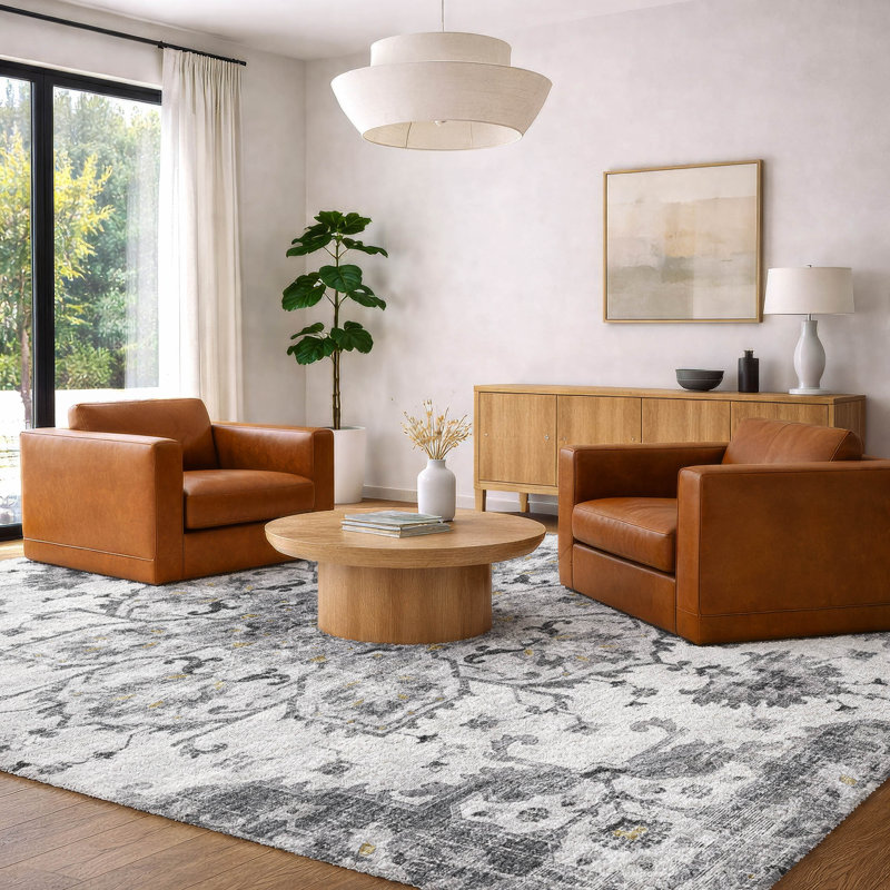 Tapis à poil long de qualité supérieure lavable à la machine ADS93, Brouillard, 8 pi x 10 pi