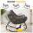Dark Gray Egg Rocking Chair With Ottoman, All-Weather Wicker Lounge & Cushions-839681004-839681000