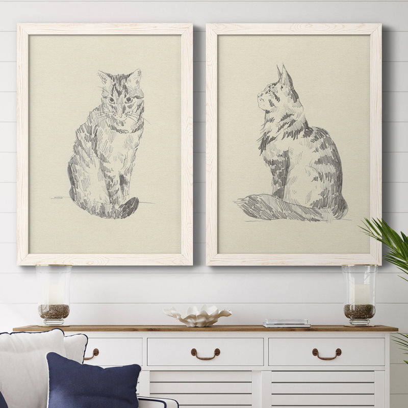 Toile encadrée de qualité supérieure House Cat I - prête à être accrochée, Toile avec cadre blanc